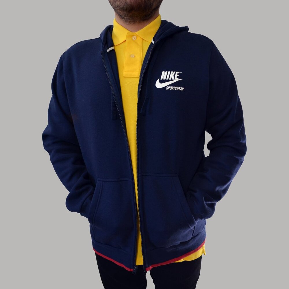 Nike Sportswear Full Zip Fleece Hoodie Sweatshirt Navy Blue